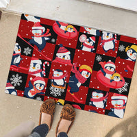 Penguin Winter Sports Christmas Rubber Doormat Cute Holiday Ski Snow Fun - Wonder Print Shop