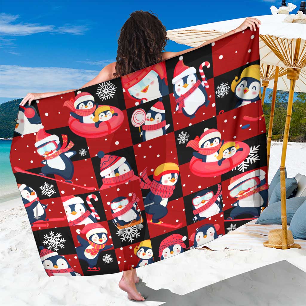 Penguin Winter Sports Christmas Sarong Cute Holiday Ski Snow Fun - Wonder Print Shop