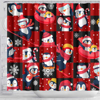 Penguin Winter Sports Christmas Shower Curtain Cute Holiday Ski Snow Fun - Wonder Print Shop