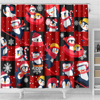 Penguin Winter Sports Christmas Shower Curtain Cute Holiday Ski Snow Fun - Wonder Print Shop