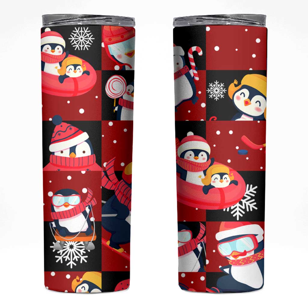 Penguin Winter Sports Christmas Skinny Tumbler Cute Holiday Ski Snow Fun - Wonder Print Shop