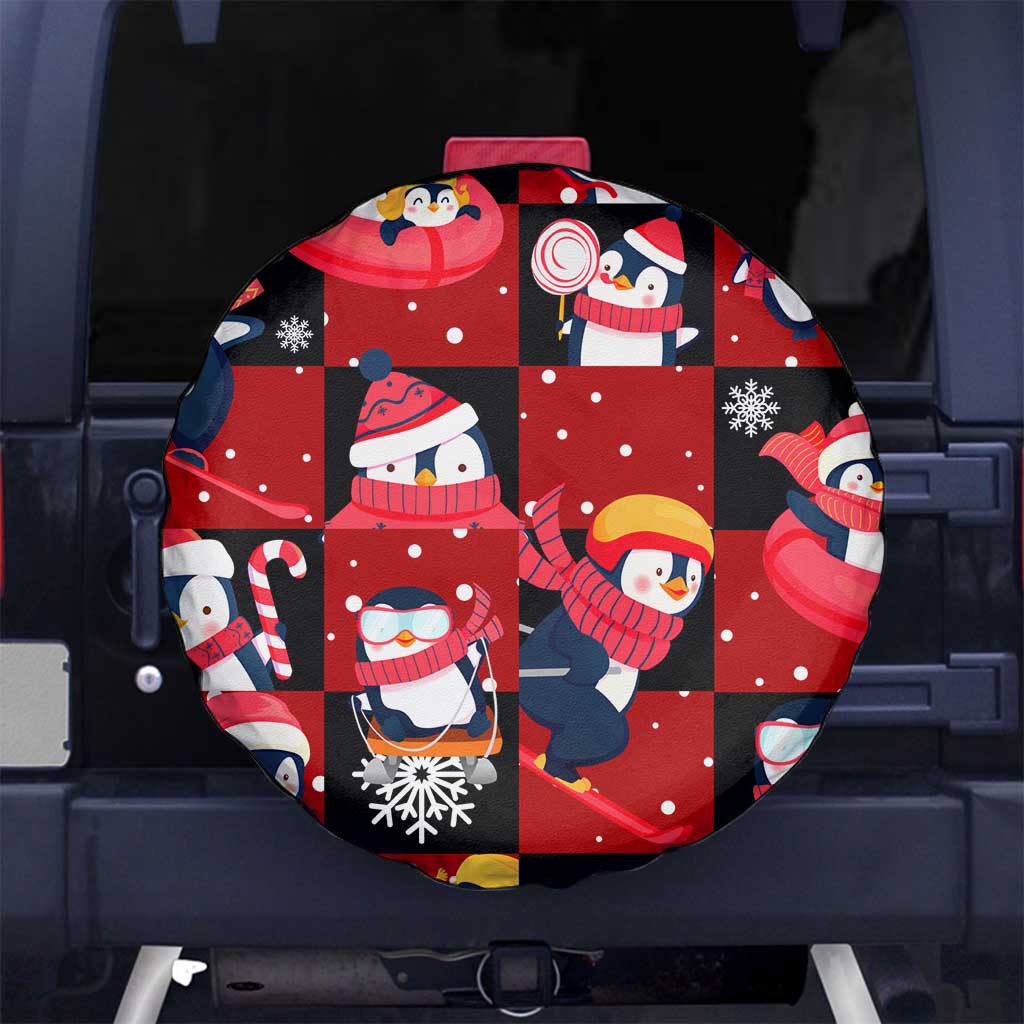 Penguin Winter Sports Christmas Spare Tire Cover Cute Holiday Ski Snow Fun - Wonder Print Shop