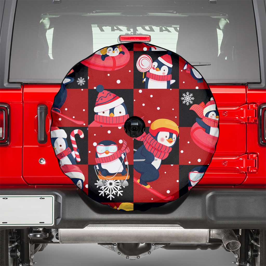 Penguin Winter Sports Christmas Spare Tire Cover Cute Holiday Ski Snow Fun - Wonder Print Shop