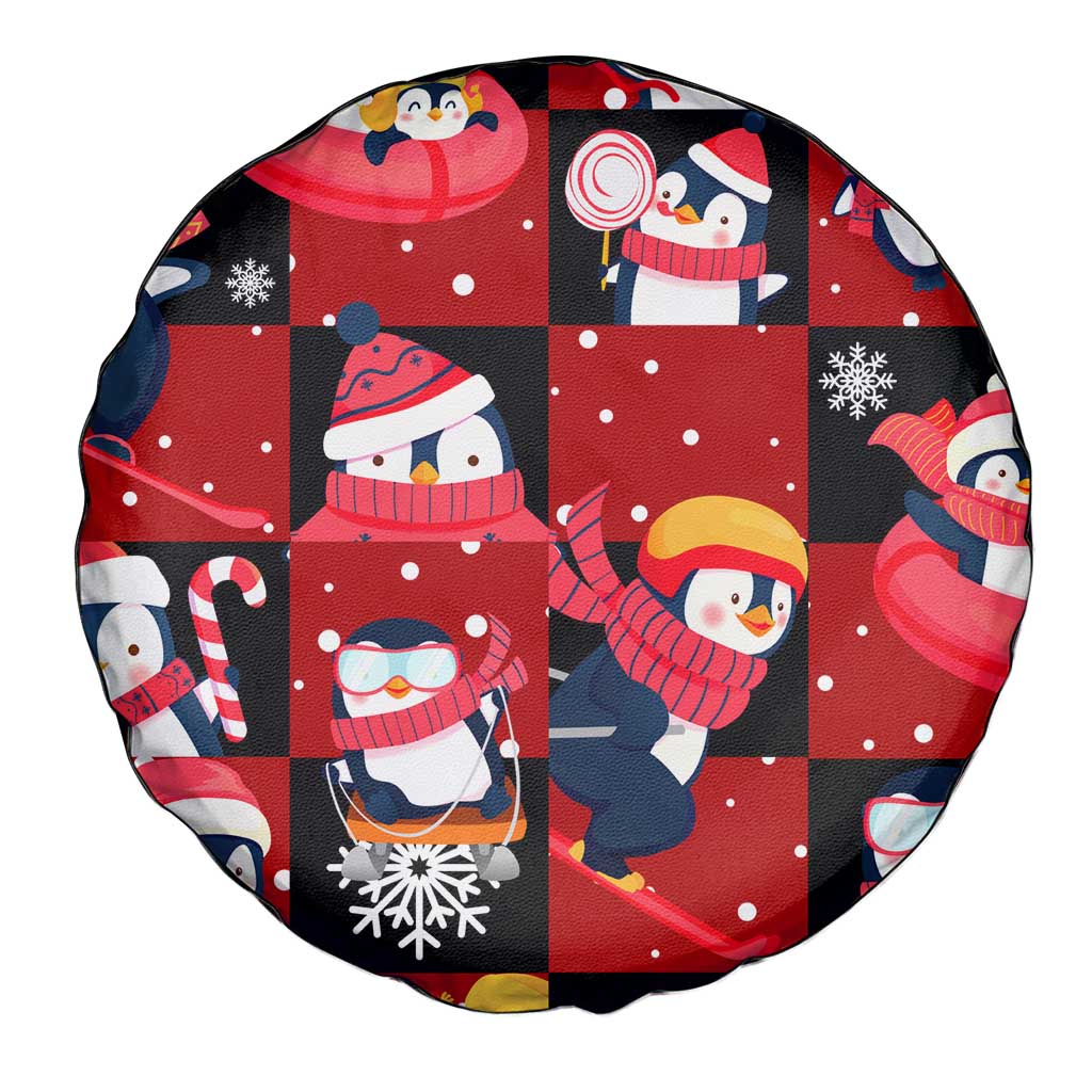Penguin Winter Sports Christmas Spare Tire Cover Cute Holiday Ski Snow Fun - Wonder Print Shop