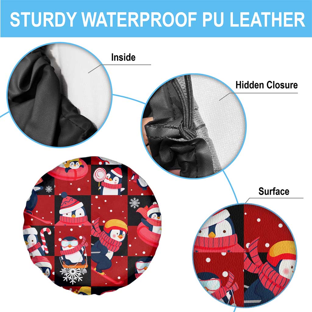Penguin Winter Sports Christmas Spare Tire Cover Cute Holiday Ski Snow Fun - Wonder Print Shop