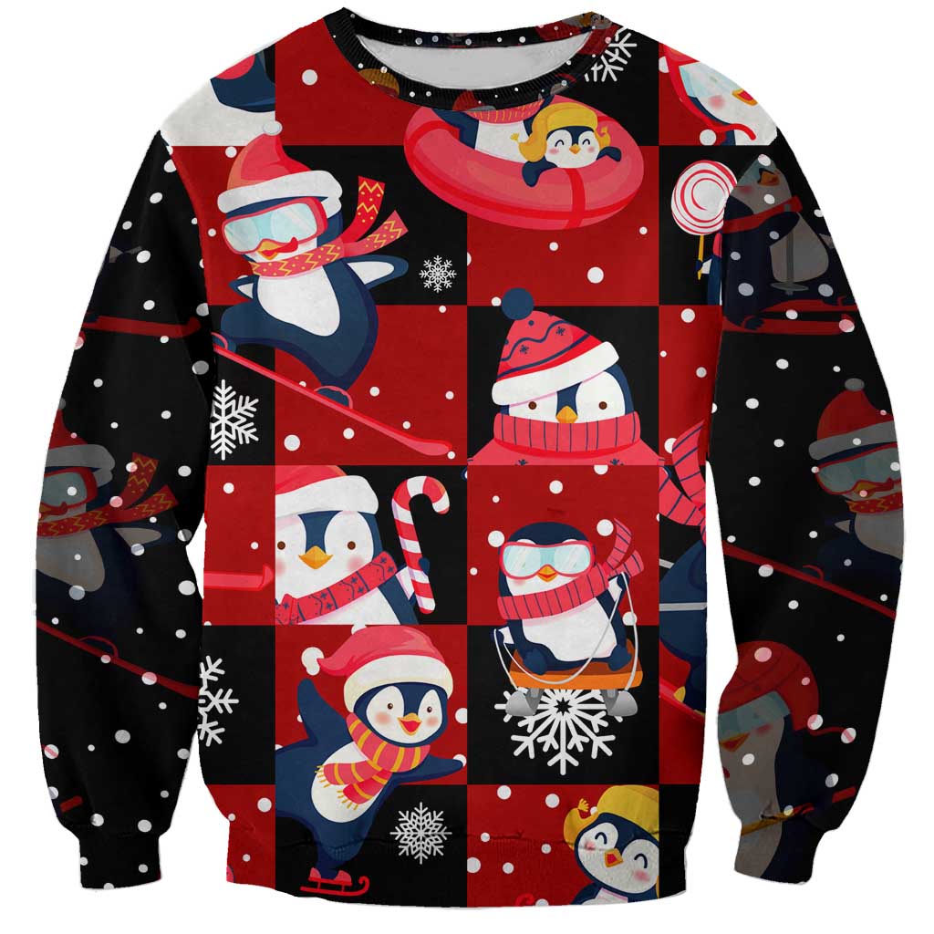 Penguin Winter Sports Christmas Sweatshirt Cute Holiday Ski Snow Fun - Wonder Print Shop