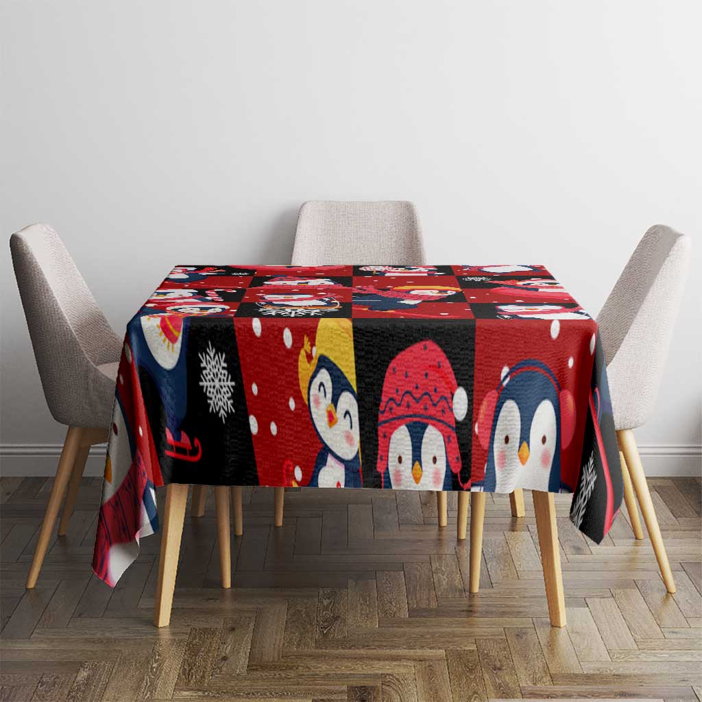 Penguin Winter Sports Christmas Tablecloth Cute Holiday Ski Snow Fun - Wonder Print Shop