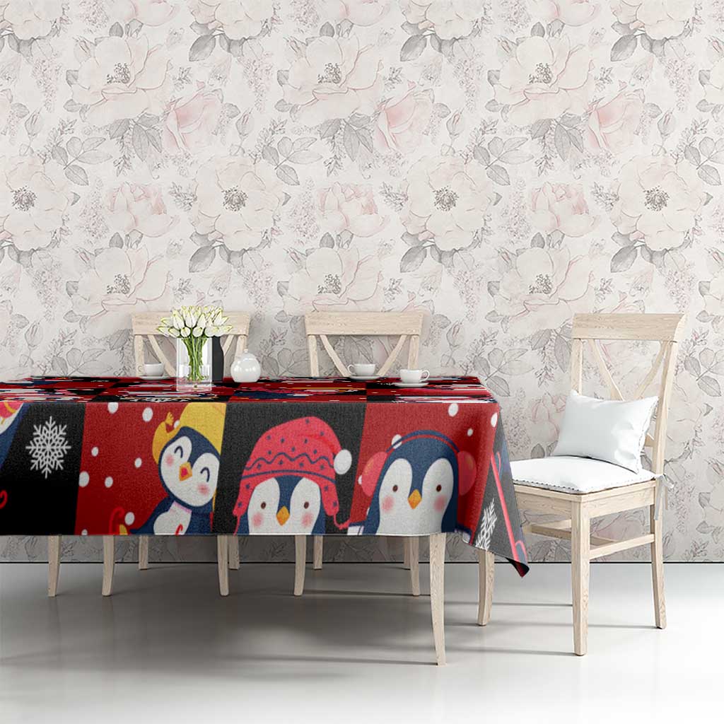 Penguin Winter Sports Christmas Tablecloth Cute Holiday Ski Snow Fun - Wonder Print Shop