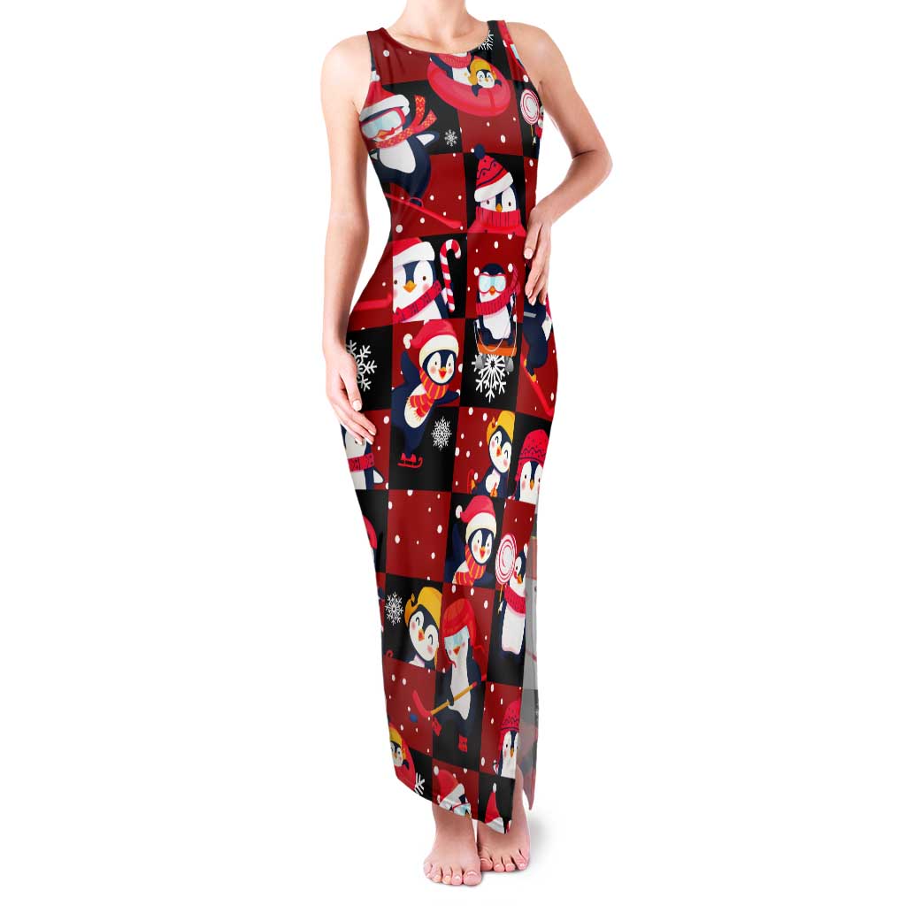Penguin Winter Sports Christmas Tank Maxi Dress Cute Holiday Ski Snow Fun - Wonder Print Shop