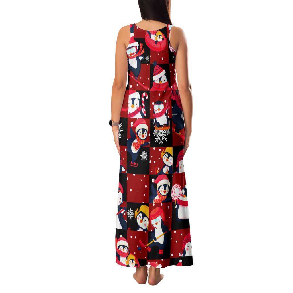 Penguin Winter Sports Christmas Tank Maxi Dress Cute Holiday Ski Snow Fun - Wonder Print Shop