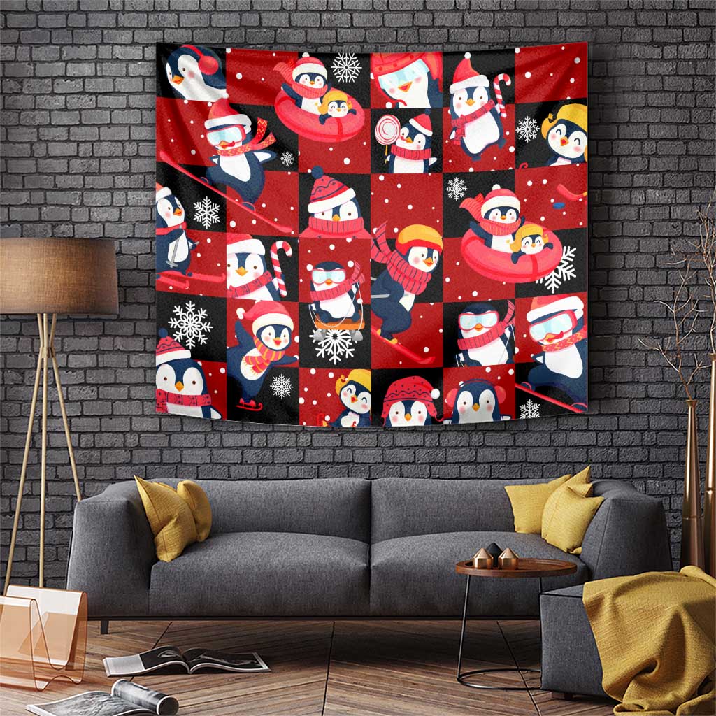 Penguin Winter Sports Christmas Tapestry Cute Holiday Ski Snow Fun - Wonder Print Shop
