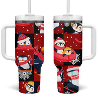 Penguin Winter Sports Christmas Tumbler With Handle Cute Holiday Ski Snow Fun - Wonder Print Shop
