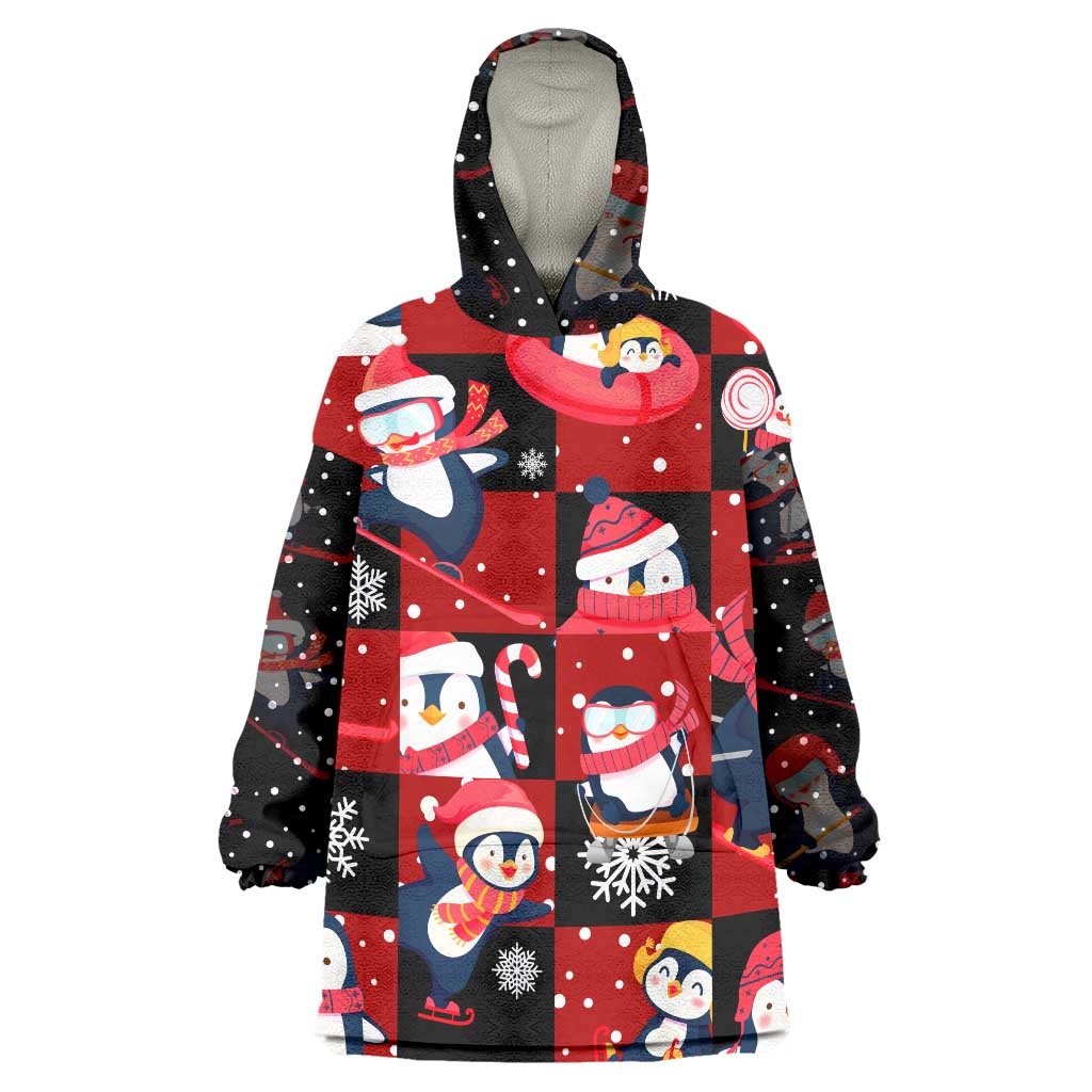 Penguin Winter Sports Christmas Wearable Blanket Hoodie Cute Holiday Ski Snow Fun - Wonder Print Shop