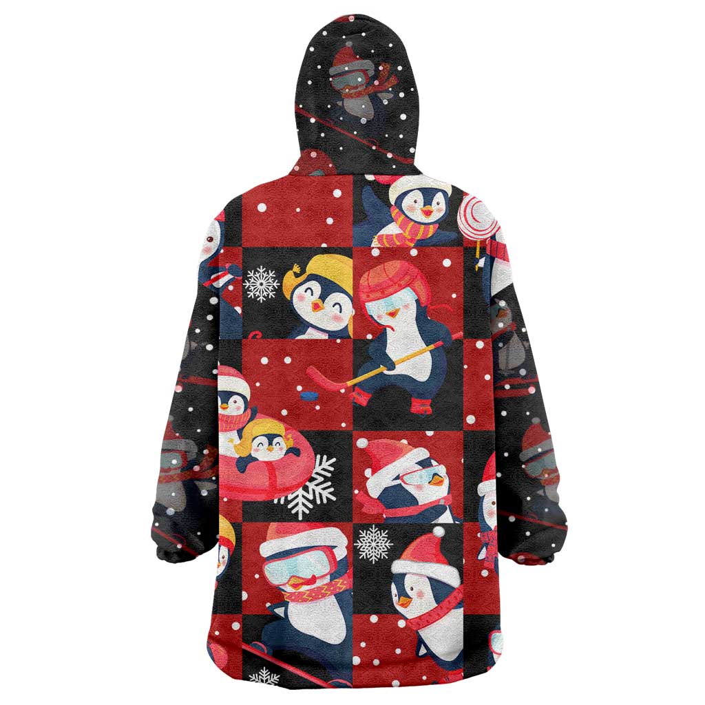 Penguin Winter Sports Christmas Wearable Blanket Hoodie Cute Holiday Ski Snow Fun - Wonder Print Shop