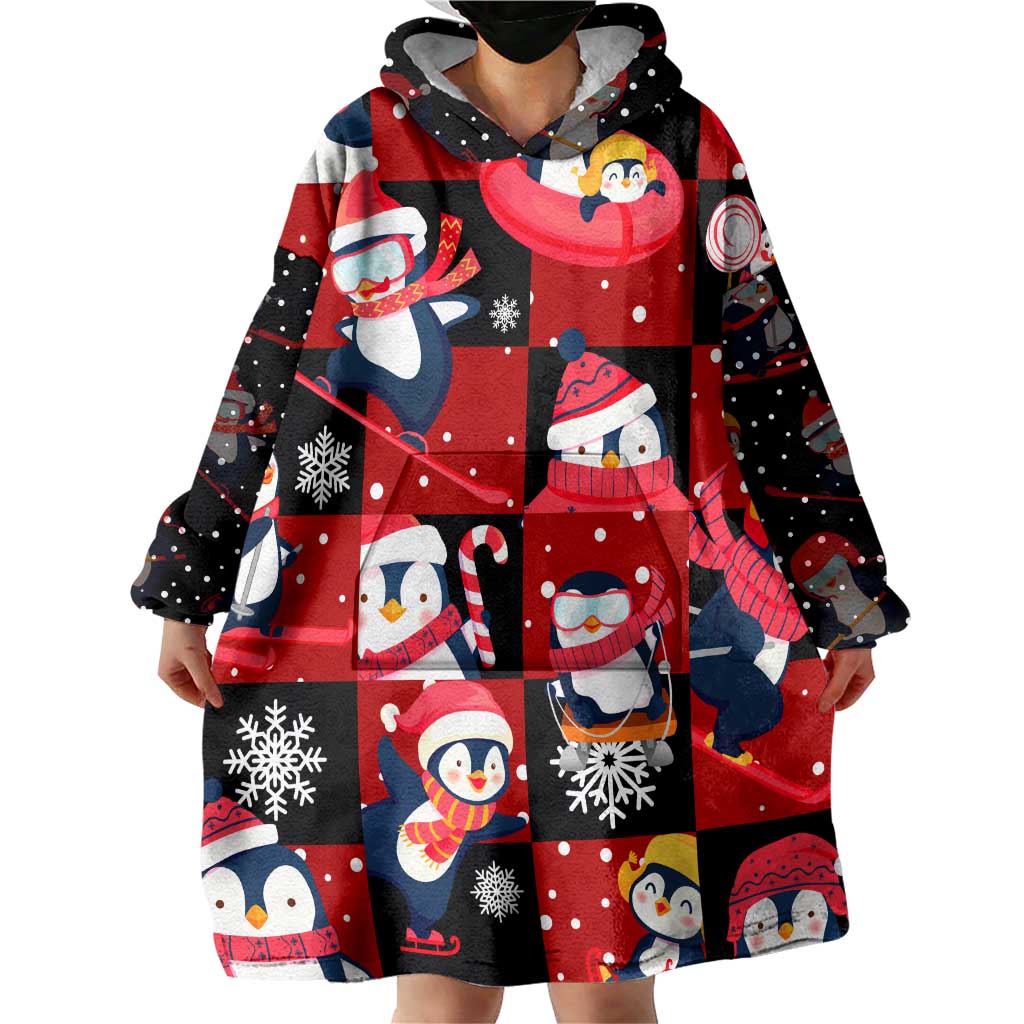Penguin Winter Sports Christmas Wearable Blanket Hoodie Cute Holiday Ski Snow Fun - Wonder Print Shop