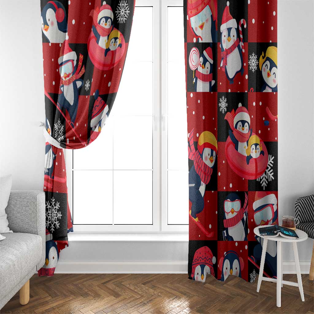 Penguin Winter Sports Christmas Window Curtain Cute Holiday Ski Snow Fun - Wonder Print Shop