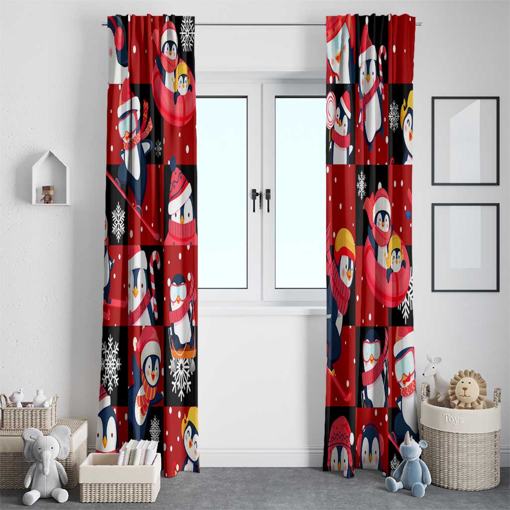 Penguin Winter Sports Christmas Window Curtain Cute Holiday Ski Snow Fun - Wonder Print Shop