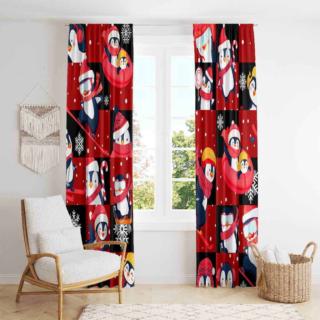 Penguin Winter Sports Christmas Window Curtain Cute Holiday Ski Snow Fun - Wonder Print Shop