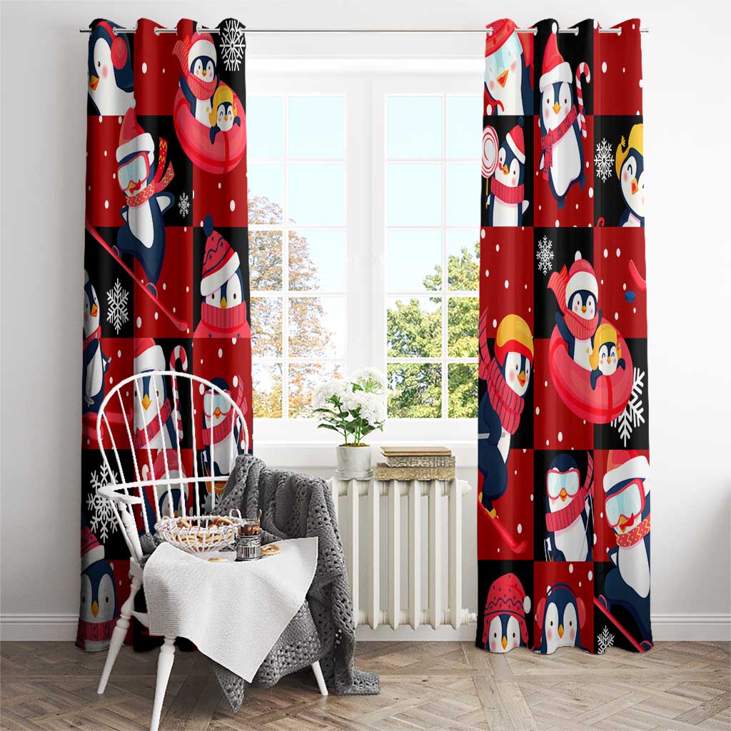 Penguin Winter Sports Christmas Window Curtain Cute Holiday Ski Snow Fun - Wonder Print Shop