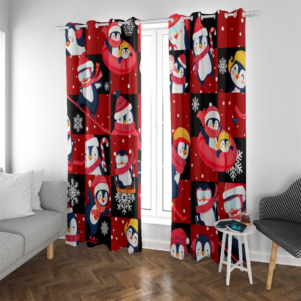Penguin Winter Sports Christmas Window Curtain Cute Holiday Ski Snow Fun - Wonder Print Shop