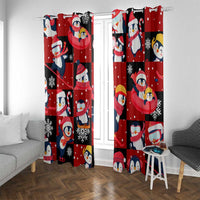 Penguin Winter Sports Christmas Window Curtain Cute Holiday Ski Snow Fun - Wonder Print Shop