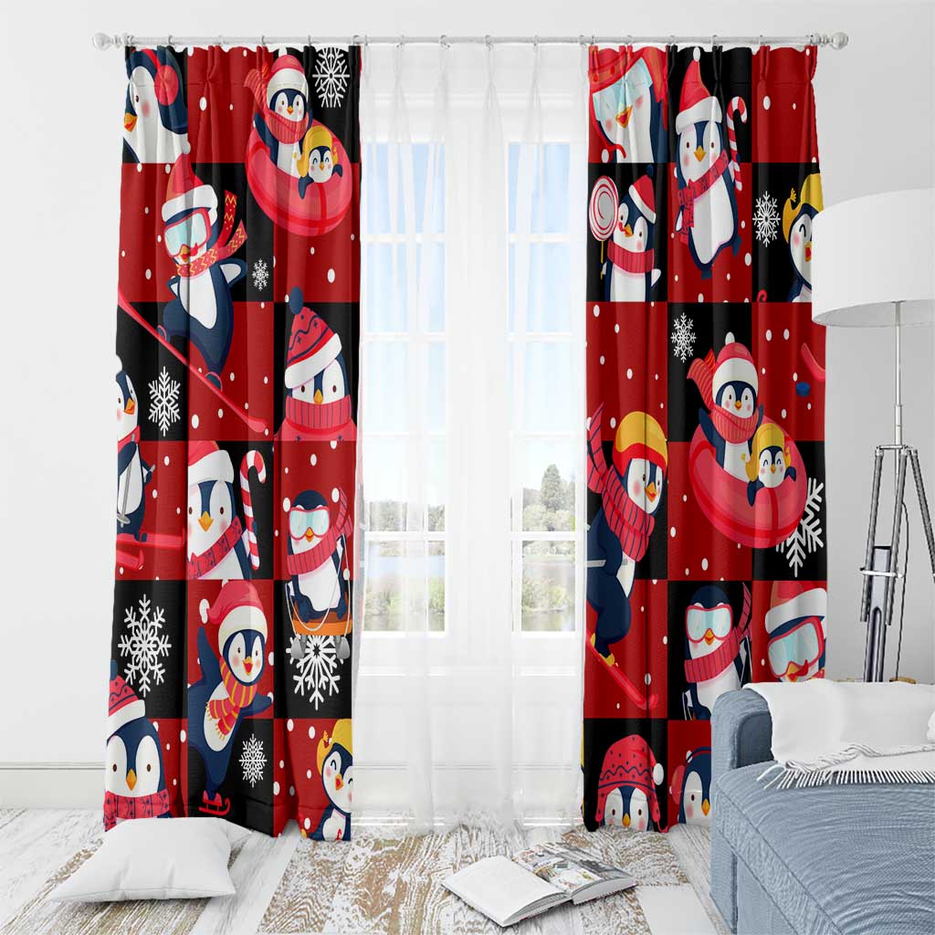 Penguin Winter Sports Christmas Window Curtain Cute Holiday Ski Snow Fun - Wonder Print Shop