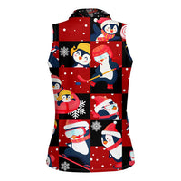 Penguin Winter Sports Christmas Women Sleeveless Polo Shirt Cute Holiday Ski Snow Fun - Wonder Print Shop
