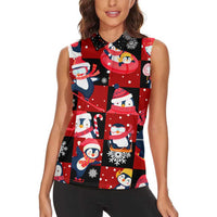 Penguin Winter Sports Christmas Women Sleeveless Polo Shirt Cute Holiday Ski Snow Fun - Wonder Print Shop