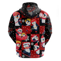 Penguin Winter Sports Christmas Zip Hoodie Cute Holiday Ski Snow Fun - Wonder Print Shop