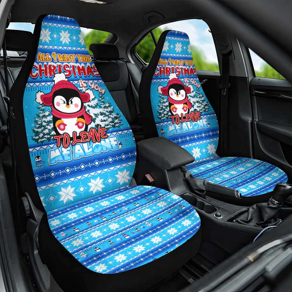 Funny Grumpy Penguin Christmas Car Seat Cover All I Want for Christmas Is You To Leave Me Alone - Wonder Print Shop