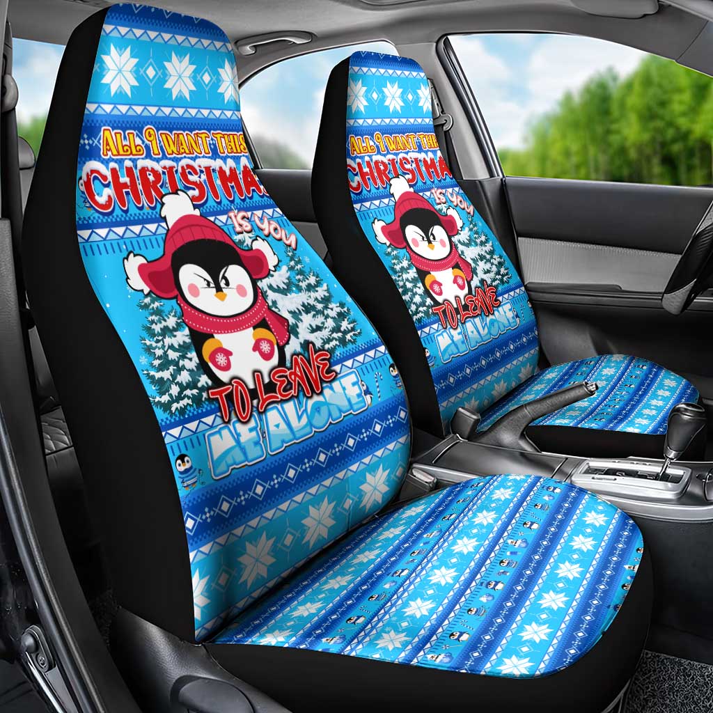 Funny Grumpy Penguin Christmas Car Seat Cover All I Want for Christmas Is You To Leave Me Alone - Wonder Print Shop