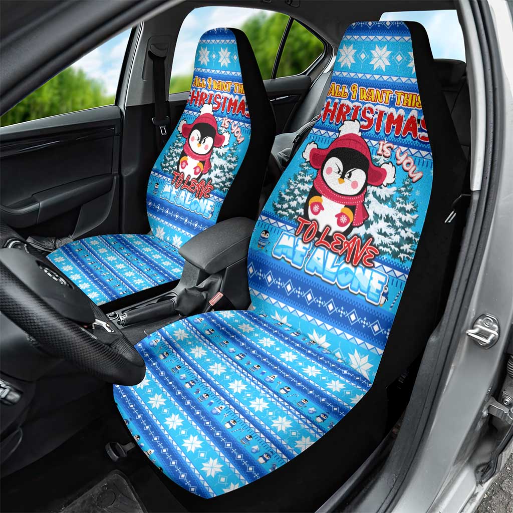 Funny Grumpy Penguin Christmas Car Seat Cover All I Want for Christmas Is You To Leave Me Alone - Wonder Print Shop