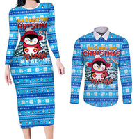Funny Grumpy Penguin Christmas Couples Matching Long Sleeve Bodycon Dress and Long Sleeve Button Shirt All I Want for Christmas Is You To Leave Me Alone - Wonder Print Shop