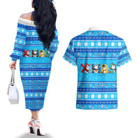 Funny Grumpy Penguin Christmas Couples Matching Off The Shoulder Long Sleeve Dress and Hawaiian Shirt All I Want for Christmas Is You To Leave Me Alone - Wonder Print Shop