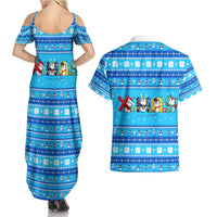 Funny Grumpy Penguin Christmas Couples Matching Summer Maxi Dress and Hawaiian Shirt All I Want for Christmas Is You To Leave Me Alone - Wonder Print Shop