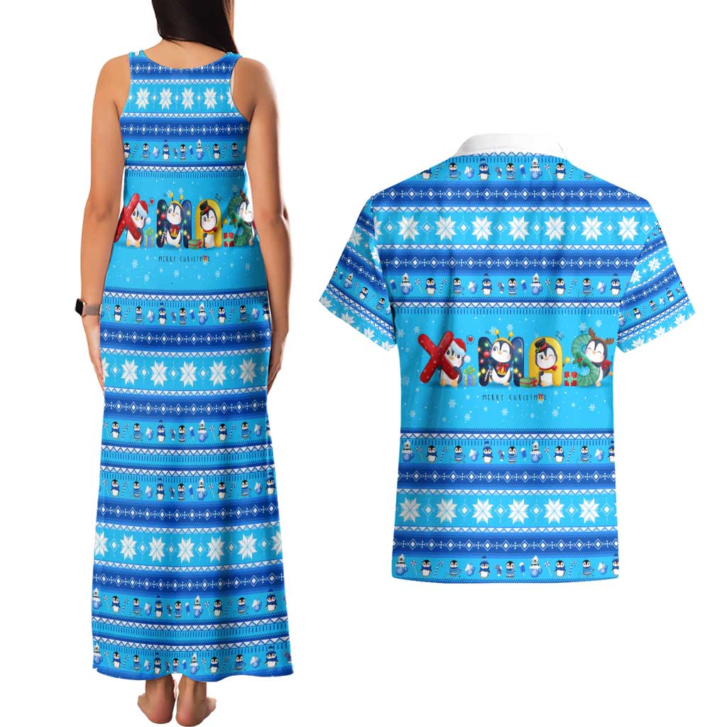 Funny Grumpy Penguin Christmas Couples Matching Tank Maxi Dress and Hawaiian Shirt All I Want for Christmas Is You To Leave Me Alone - Wonder Print Shop