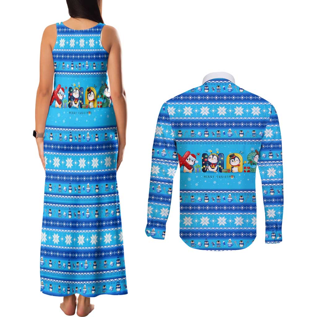 Funny Grumpy Penguin Christmas Couples Matching Tank Maxi Dress and Long Sleeve Button Shirt All I Want for Christmas Is You To Leave Me Alone - Wonder Print Shop
