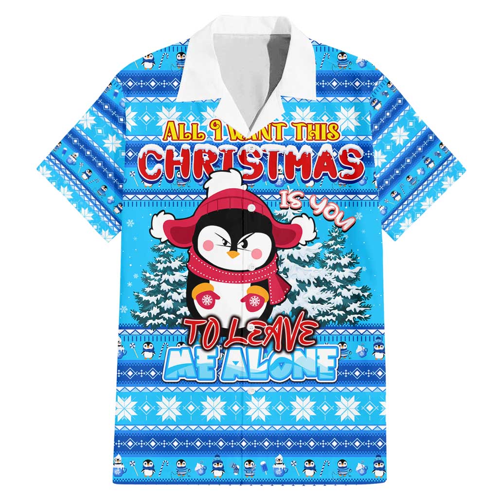 Funny Grumpy Penguin Christmas Family Matching Mermaid Dress and Hawaiian Shirt All I Want for Christmas Is You To Leave Me Alone - Wonder Print Shop