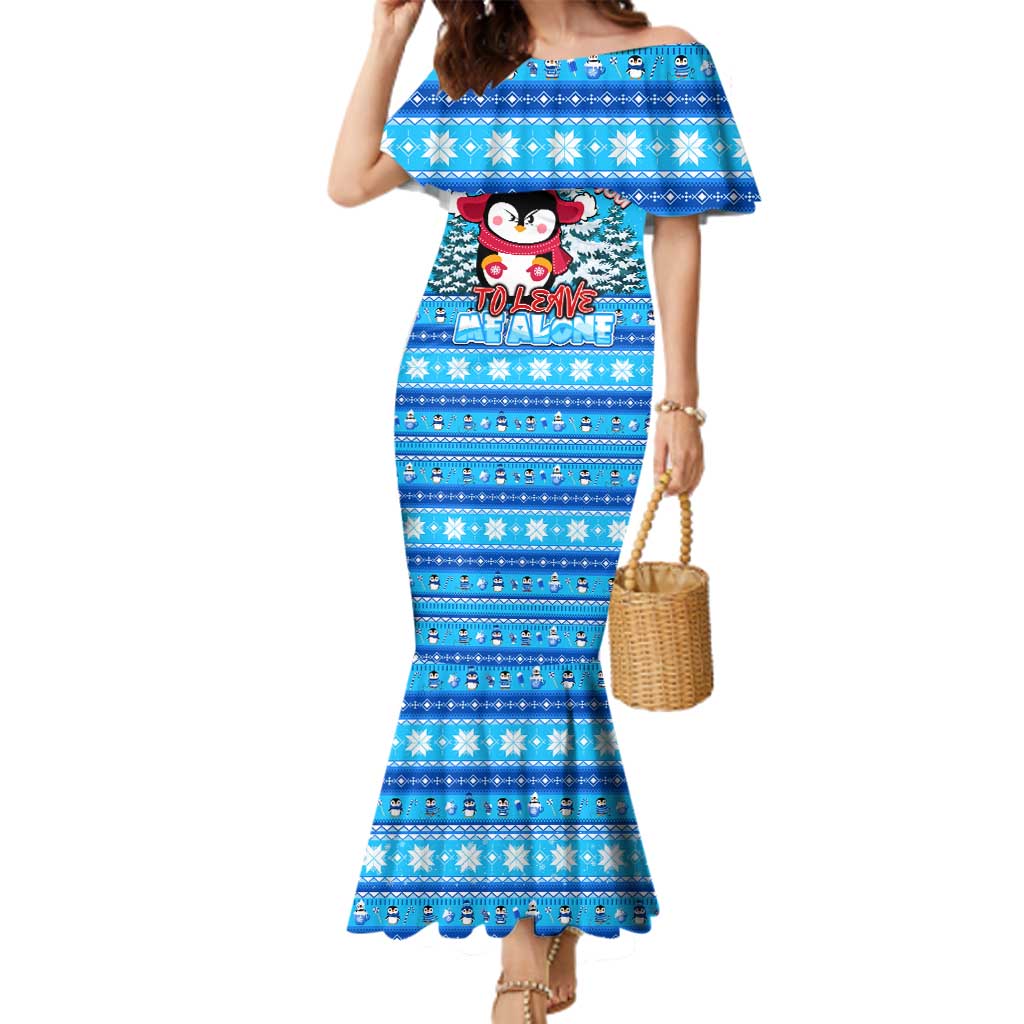 Funny Grumpy Penguin Christmas Family Matching Mermaid Dress and Hawaiian Shirt All I Want for Christmas Is You To Leave Me Alone - Wonder Print Shop