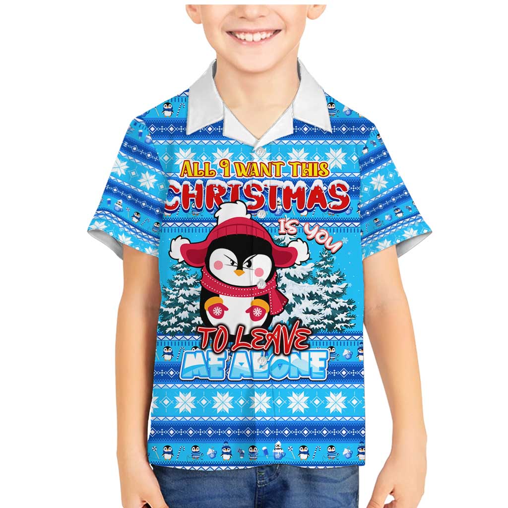 Funny Grumpy Penguin Christmas Family Matching Mermaid Dress and Hawaiian Shirt All I Want for Christmas Is You To Leave Me Alone - Wonder Print Shop