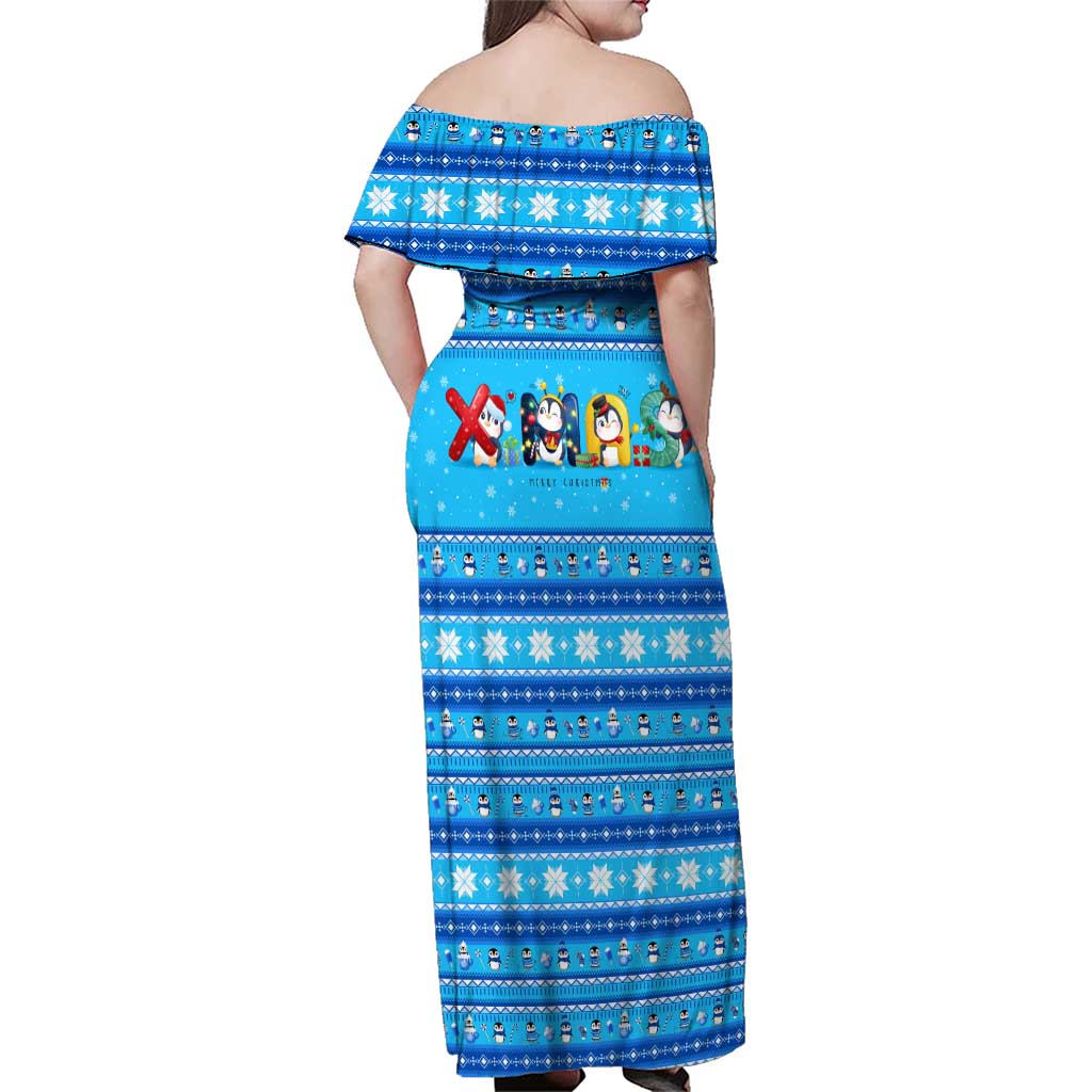 Funny Grumpy Penguin Christmas Family Matching Off Shoulder Maxi Dress and Hawaiian Shirt All I Want for Christmas Is You To Leave Me Alone - Wonder Print Shop