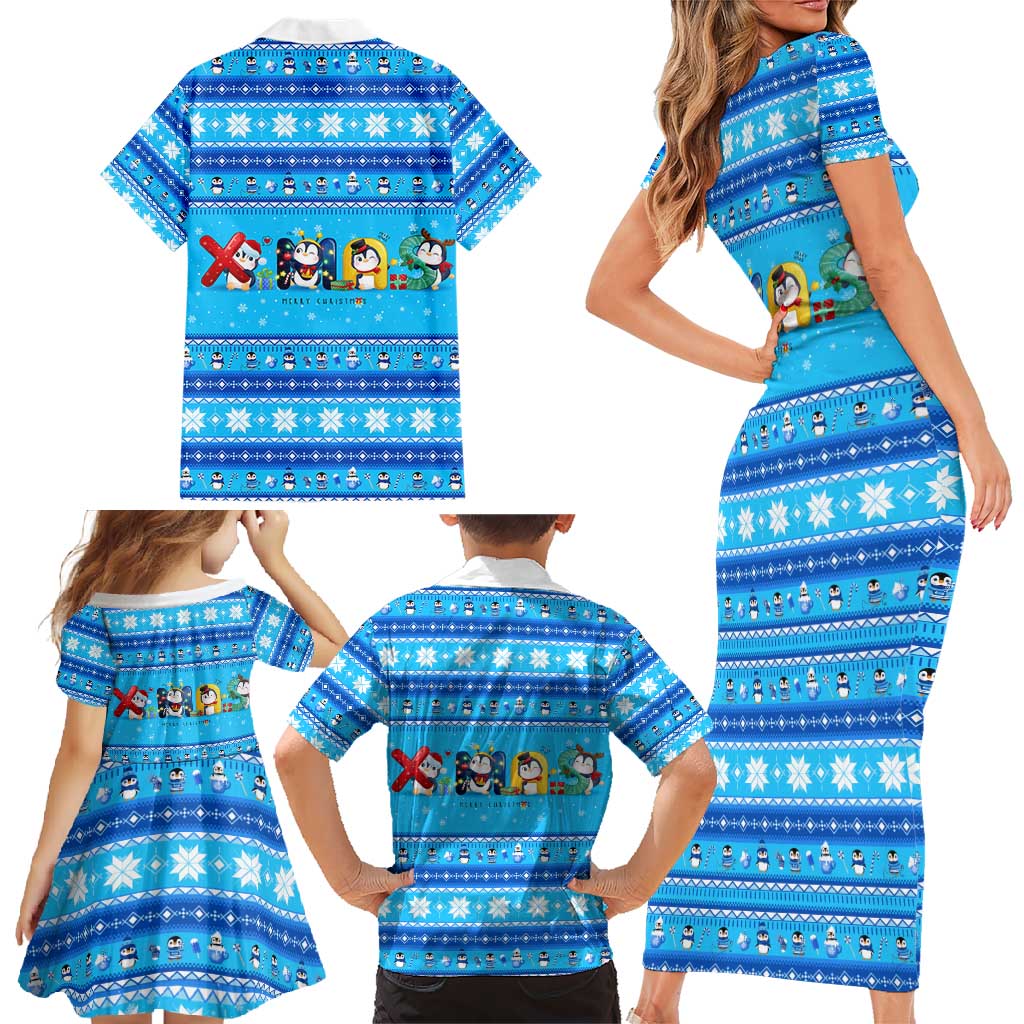 Funny Grumpy Penguin Christmas Family Matching Short Sleeve Bodycon Dress and Hawaiian Shirt All I Want for Christmas Is You To Leave Me Alone - Wonder Print Shop
