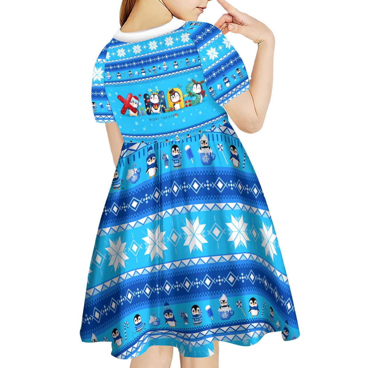 Funny Grumpy Penguin Christmas Kid Short Sleeve Dress All I Want for Christmas Is You To Leave Me Alone - Wonder Print Shop