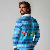 Funny Grumpy Penguin Christmas Long Sleeve Polo Shirt All I Want for Christmas Is You To Leave Me Alone - Wonder Print Shop