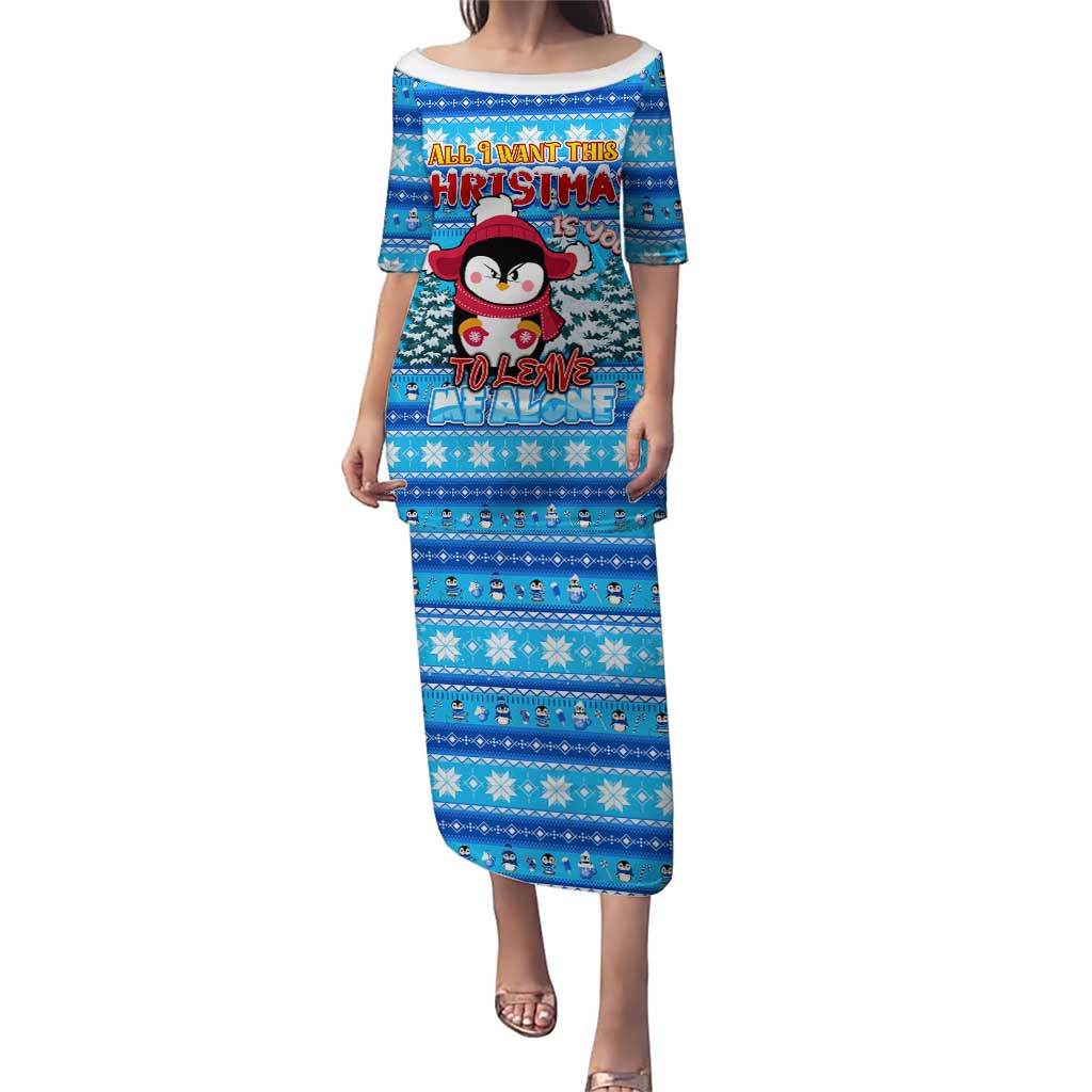 Funny Grumpy Penguin Christmas Puletasi All I Want for Christmas Is You To Leave Me Alone - Wonder Print Shop