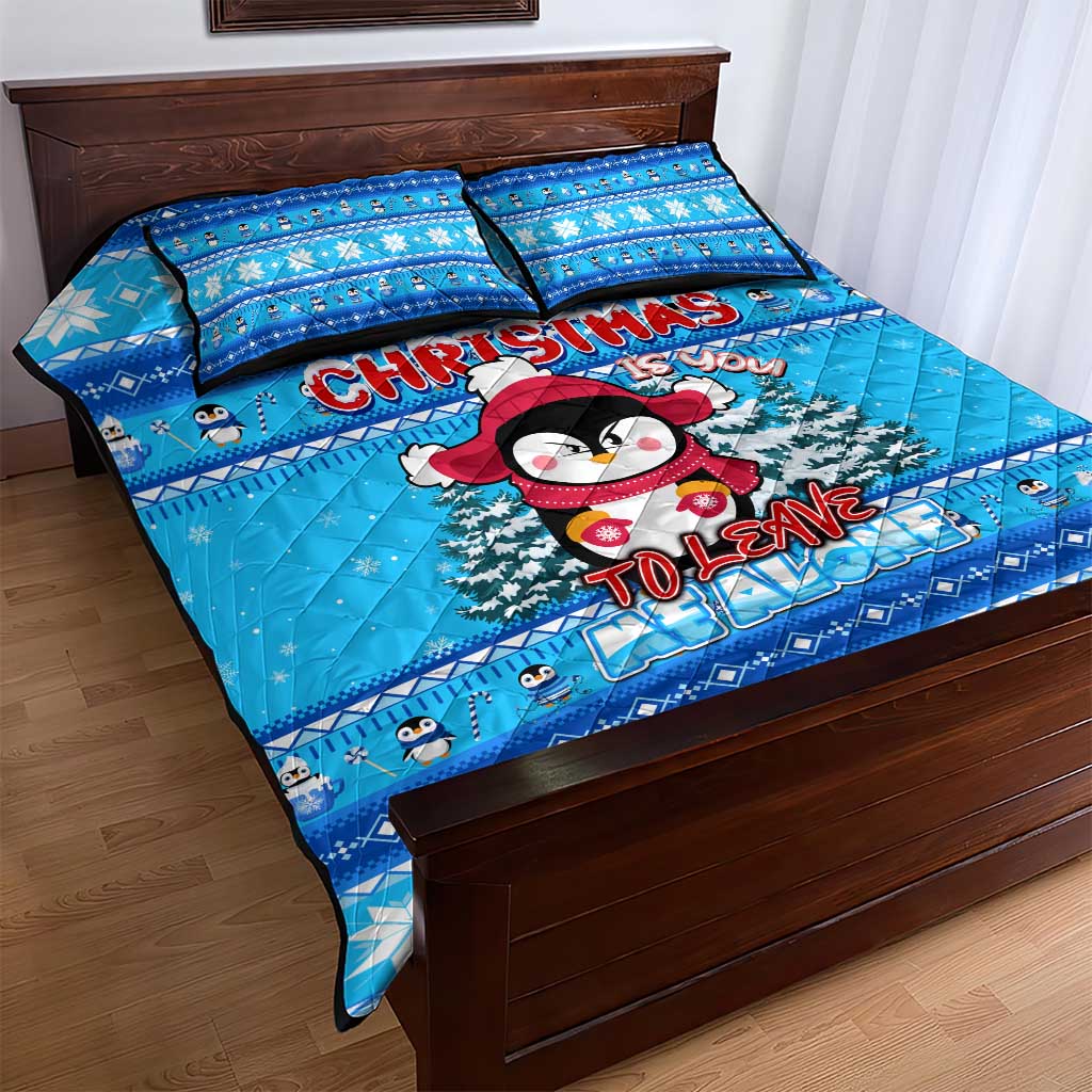 Funny Grumpy Penguin Christmas Quilt Bed Set All I Want for Christmas Is You To Leave Me Alone - Wonder Print Shop