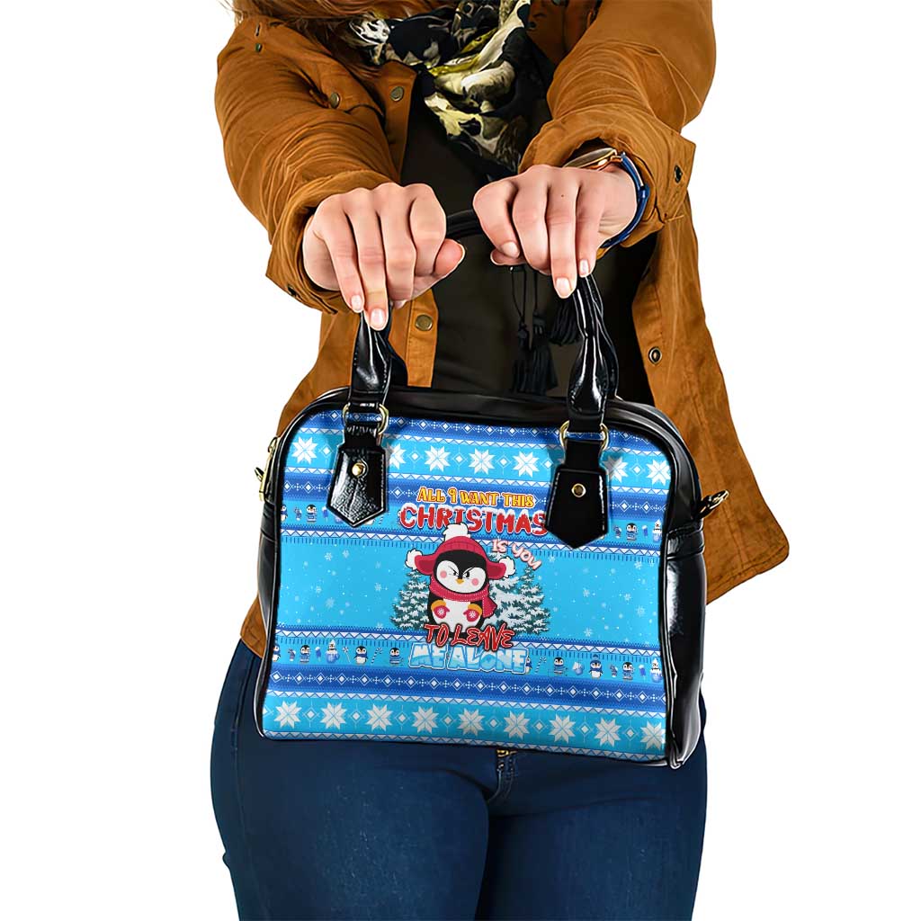 Funny Grumpy Penguin Christmas Shoulder Handbag All I Want for Christmas Is You To Leave Me Alone - Wonder Print Shop
