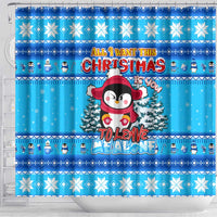 Funny Grumpy Penguin Christmas Shower Curtain All I Want for Christmas Is You To Leave Me Alone - Wonder Print Shop