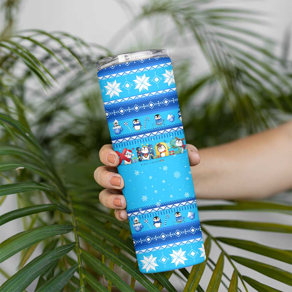 Funny Grumpy Penguin Christmas Skinny Tumbler All I Want for Christmas Is You To Leave Me Alone - Wonder Print Shop