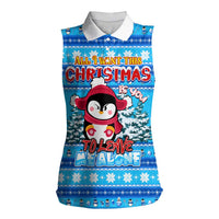 Funny Grumpy Penguin Christmas Women Sleeveless Polo Shirt All I Want for Christmas Is You To Leave Me Alone - Wonder Print Shop